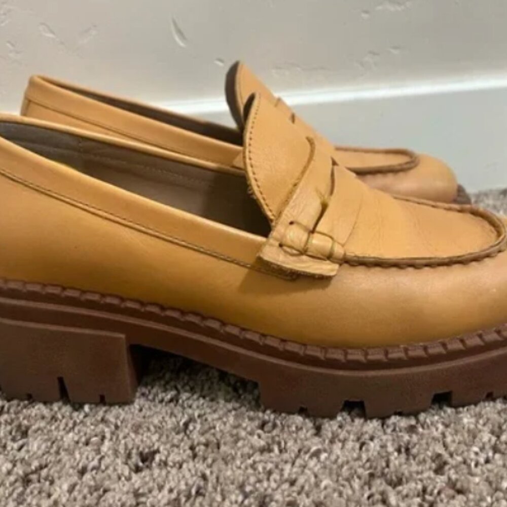Free People Lyra Lug Sole Loafers Caramel Brown Size 38.5 - fits more like 8.5 - Picture 4 of 11